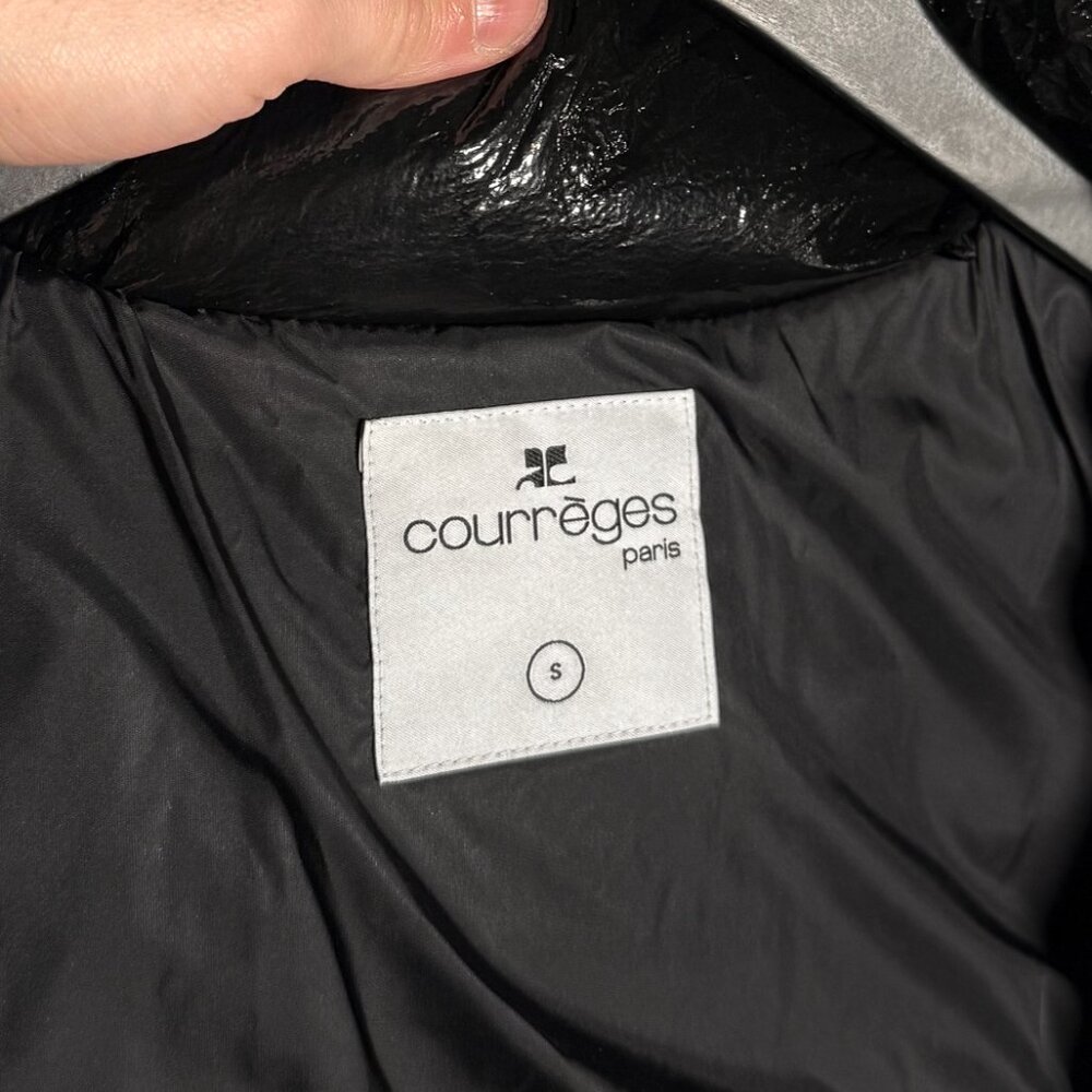 Courrèges Black Vinyl Logo Accent Puffer Jacket - Picture 11 of 13
